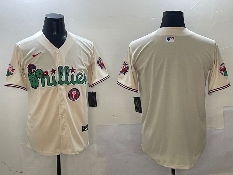 Men Philadelphia Phillies Blank Cream Three generations Joint Name Game 2025 Nike MLB Jersey style 3